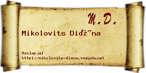 Mikolovits Diána névjegykártya
